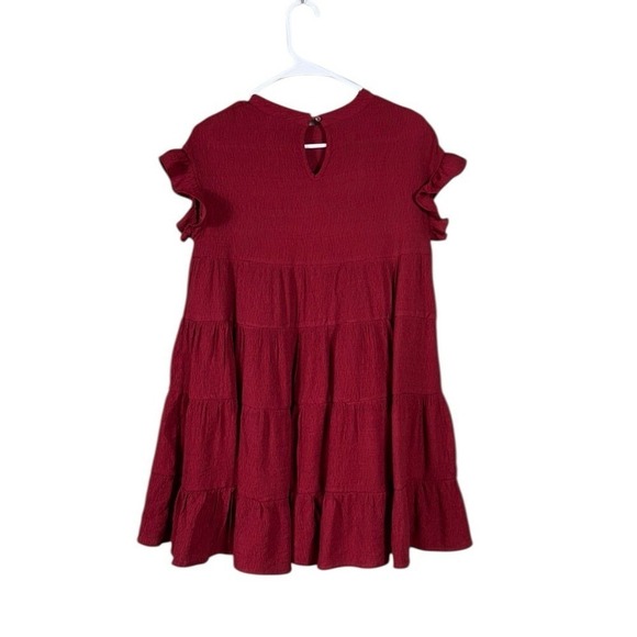 Womens Burgundy Babydoll Ruffle Dress Size Small Bohemian Cottagecore Coquette - Picture 3 of 6